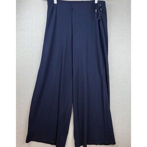 Lauren Ralph Lauren Y2K Drapey Wide Leg Pants Side Tie Blue Nautical Plus Size M